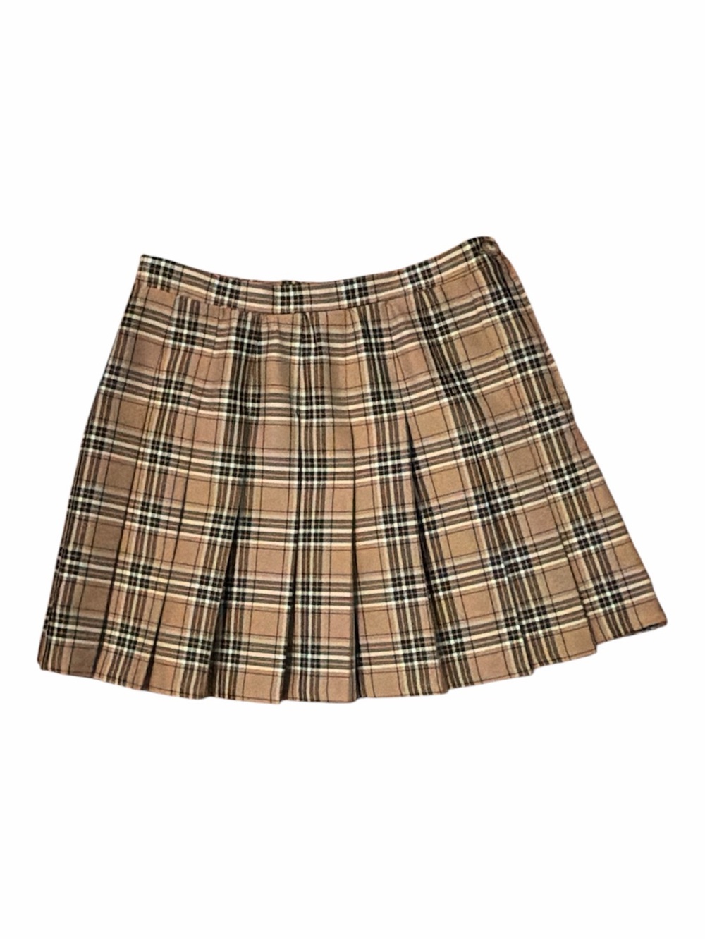 wild fable Beige Plaid Pleated Mini Skirt